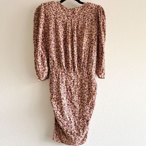 BA&SH Bash Crystal Ruched Floral Print Crepe Mini Dress Size M - Picture 14 of 16